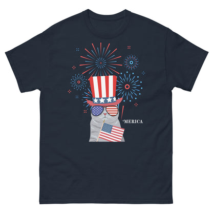 Patriotic Firework Cat - Unisex Tee - Cady Creations