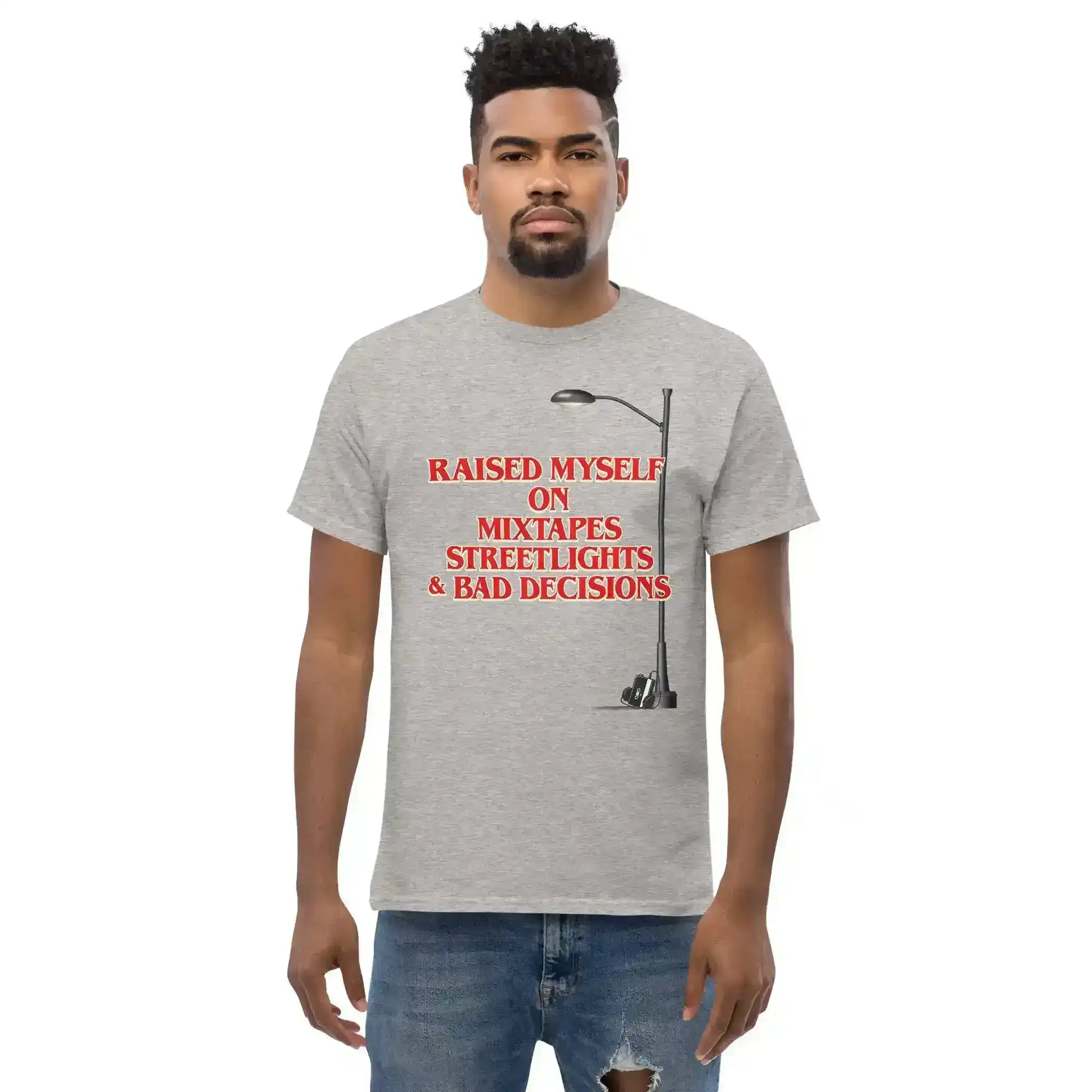 Raised Myself On Mixtapes Streetlights & Bad Decisions 80s Unisex Tee - Cady Creations