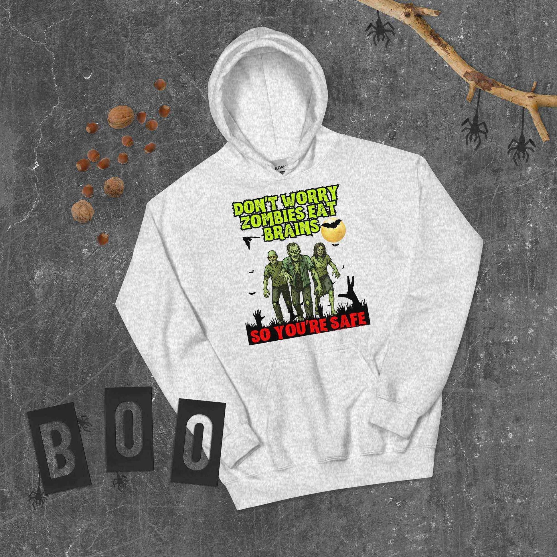 Don't Worry Zombies Eat Brains So You're Safe Pullover Hoodie - Halloween Insult Humor - Cady Creations