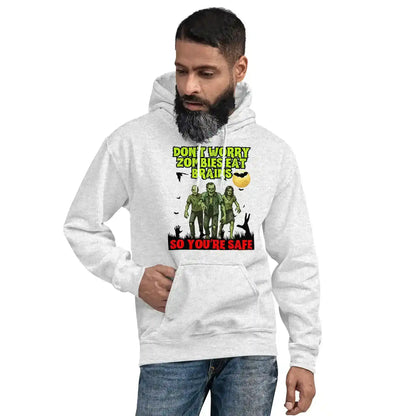 Don't Worry Zombies Eat Brains So You're Safe Pullover Hoodie - Halloween Insult Humor - Cady Creations