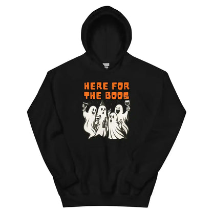 Here For The Boos Pullover Hoodie - Halloween Drinking Humor - Cady Creations