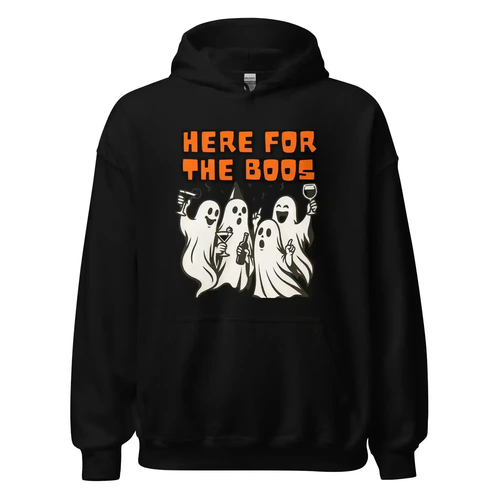 Here For The Boos Pullover Hoodie - Halloween Drinking Humor - Cady Creations