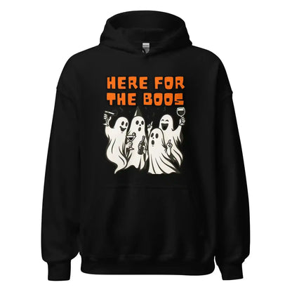 Here For The Boos Pullover Hoodie - Halloween Drinking Humor - Cady Creations