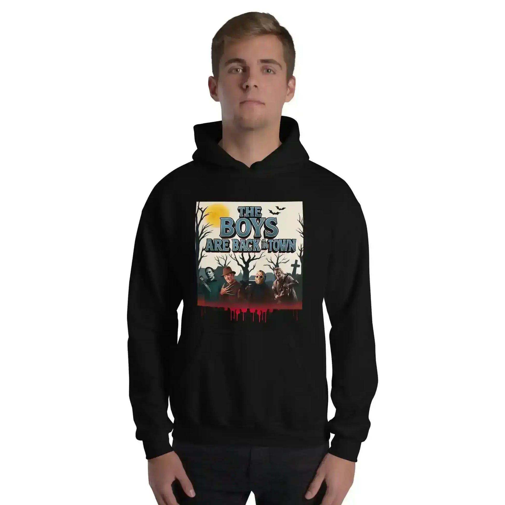 The Boys Are Back In Town Pullover Hoodie - Spooky Season Horror Collection - Cady Creations