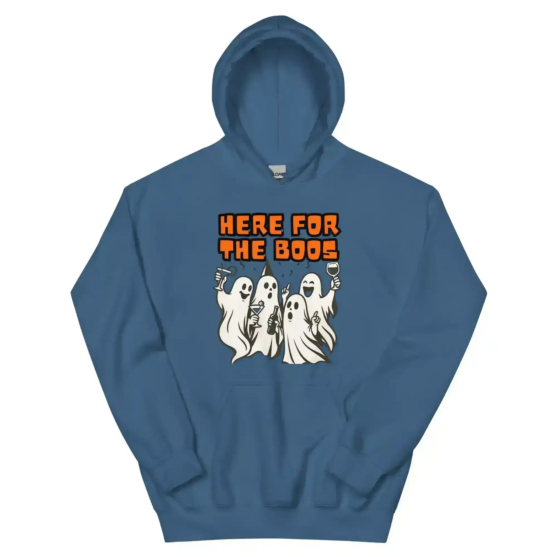 Here For The Boos Pullover Hoodie - Halloween Drinking Humor - Cady Creations