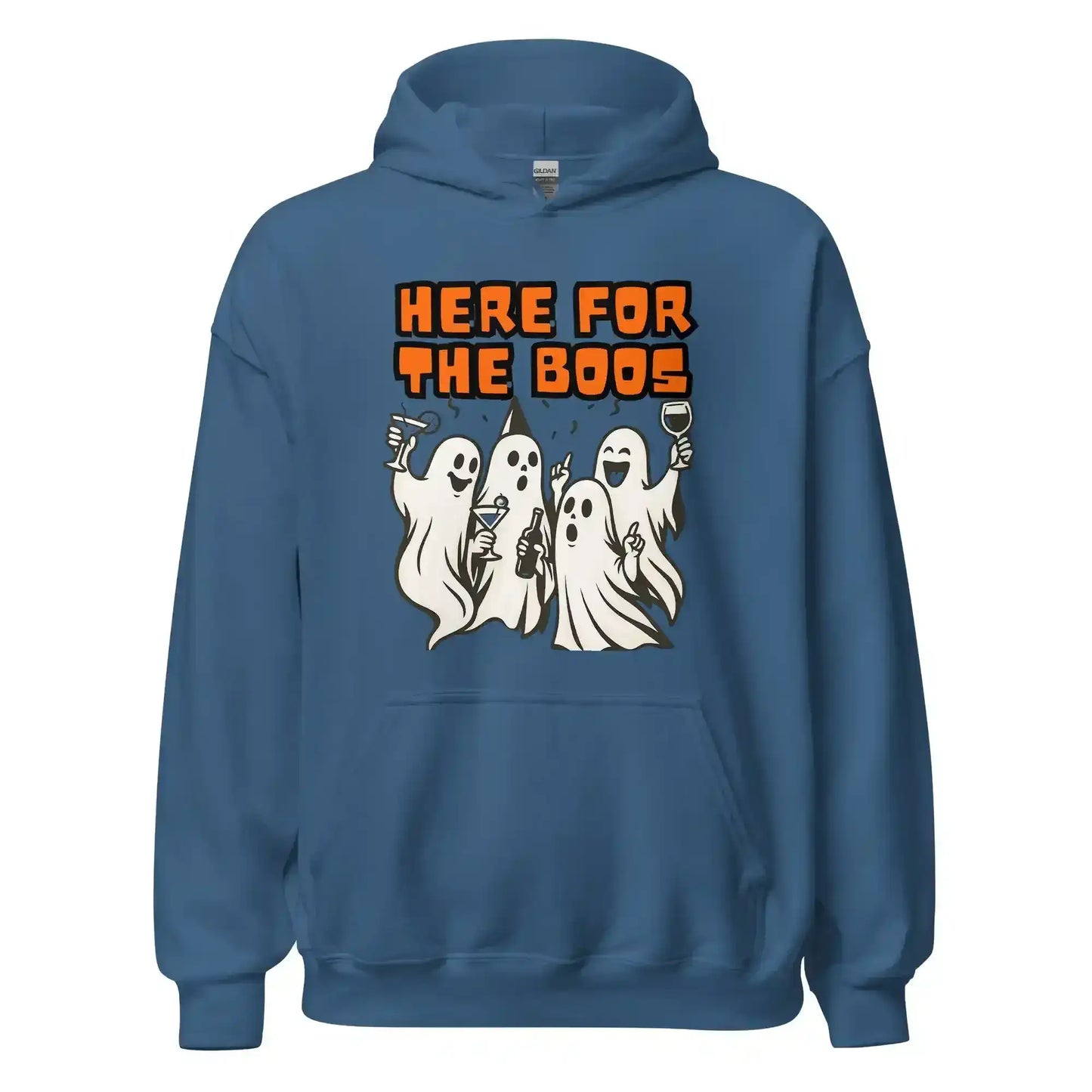 Here For The Boos Pullover Hoodie - Halloween Drinking Humor - Cady Creations