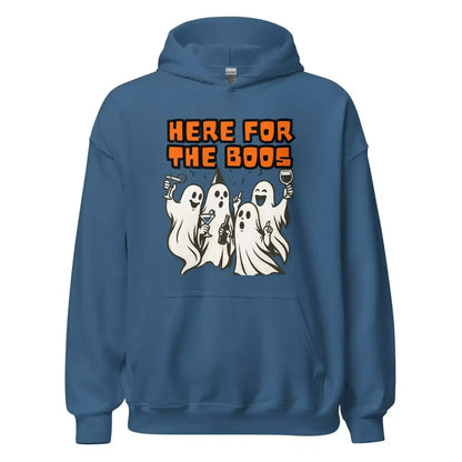 Here For The Boos Pullover Hoodie - Halloween Drinking Humor - Cady Creations