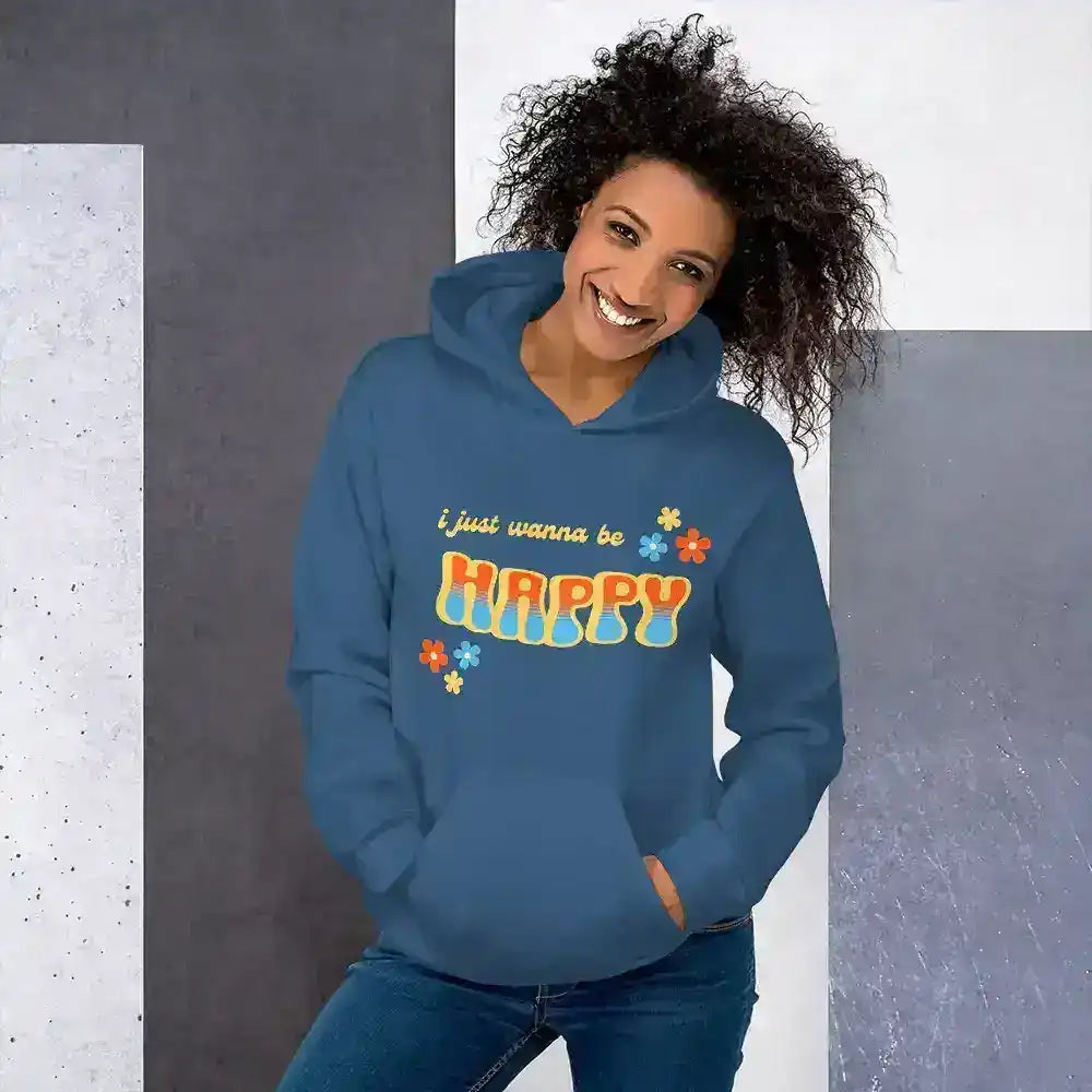 “I Just Wanna Be Happy” Andrew McMahon Lyric Inspired Pullover Hoodie - Cady Creations