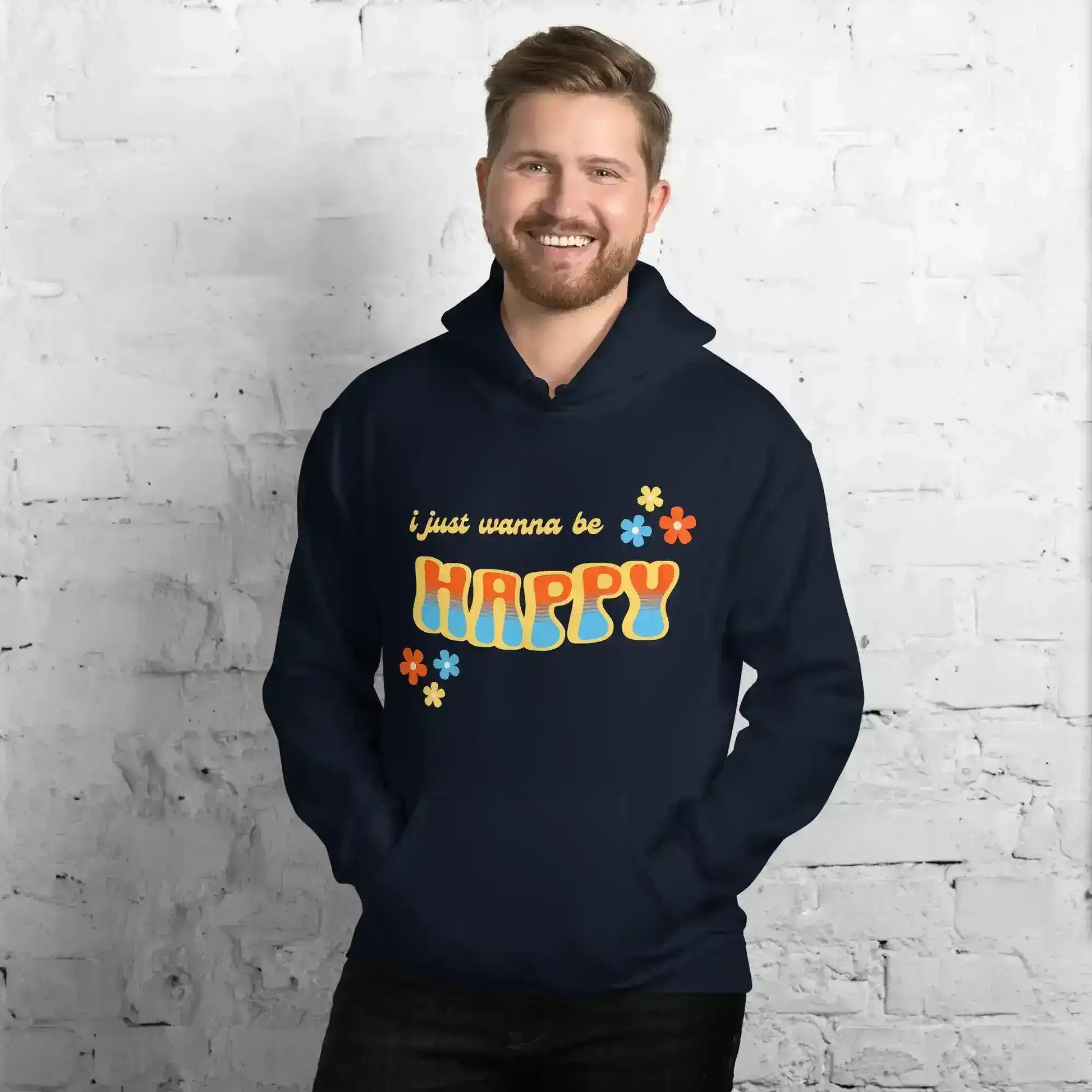 “I Just Wanna Be Happy” Andrew McMahon Lyric Inspired Pullover Hoodie - Cady Creations