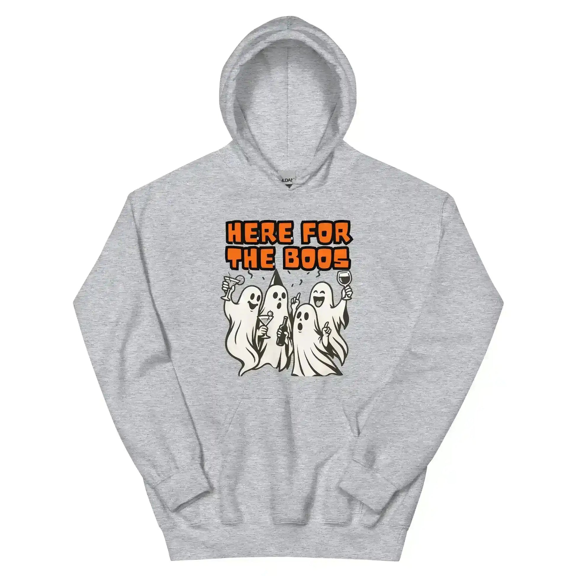 Here For The Boos Pullover Hoodie - Halloween Drinking Humor - Cady Creations