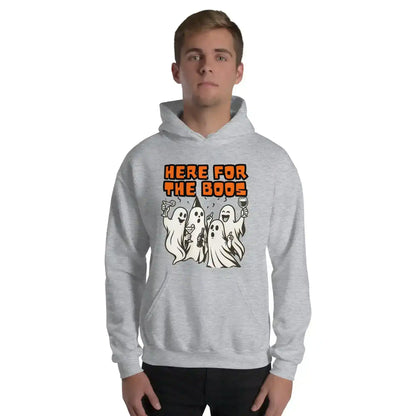 Here For The Boos Pullover Hoodie - Halloween Drinking Humor - Cady Creations