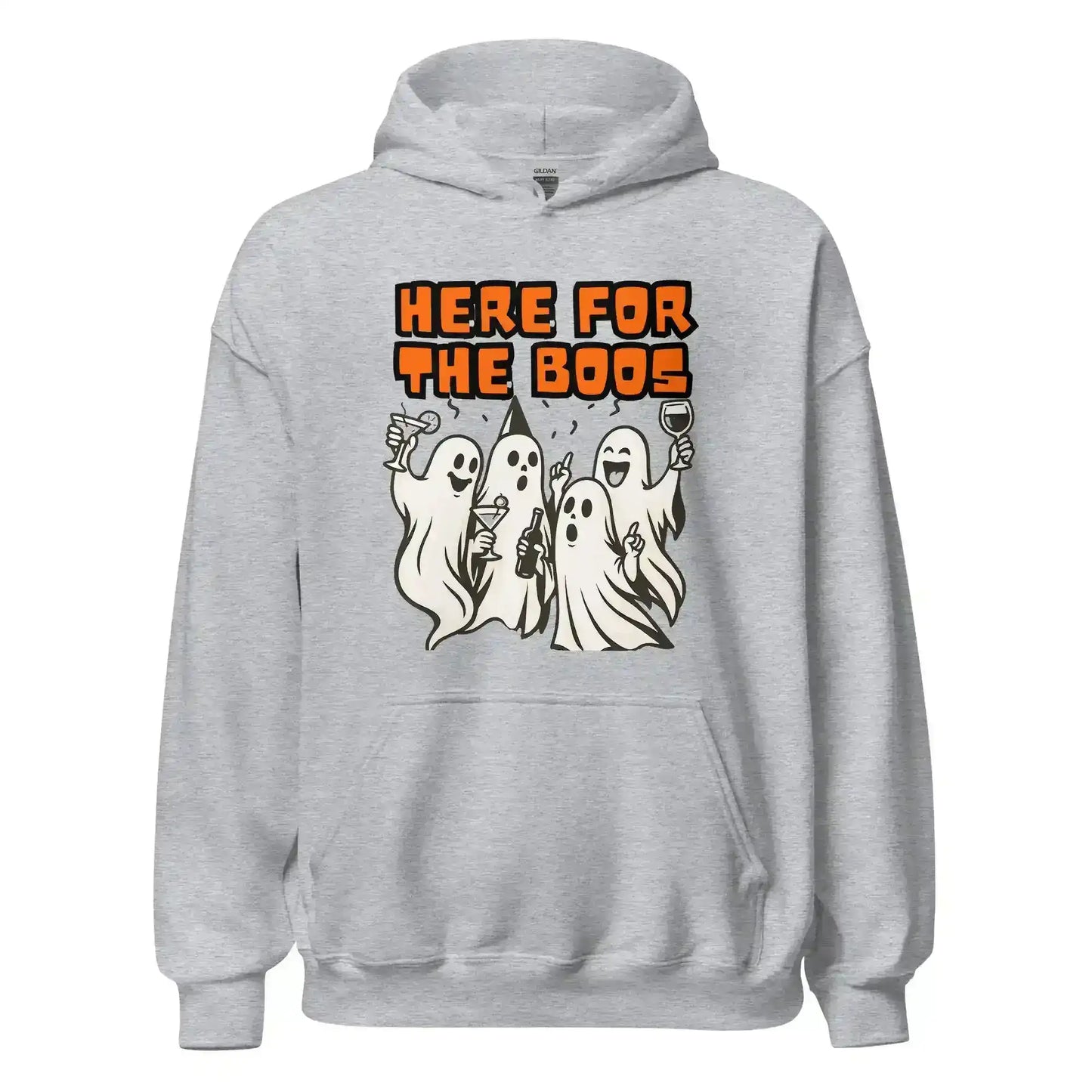 Here For The Boos Pullover Hoodie - Halloween Drinking Humor - Cady Creations