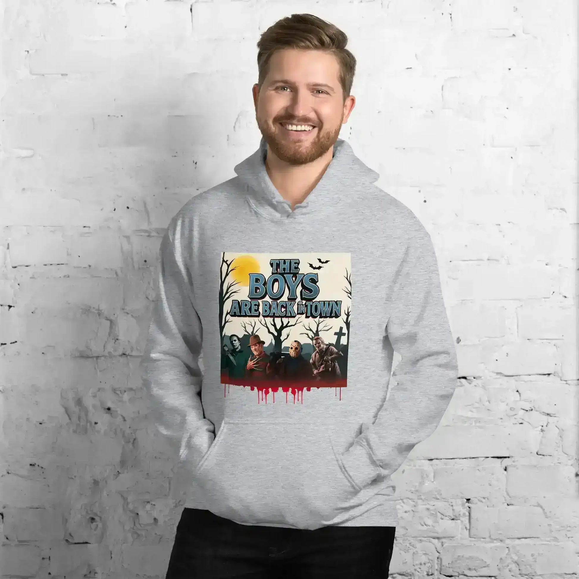 The Boys Are Back In Town Pullover Hoodie - Spooky Season Horror Collection - Cady Creations