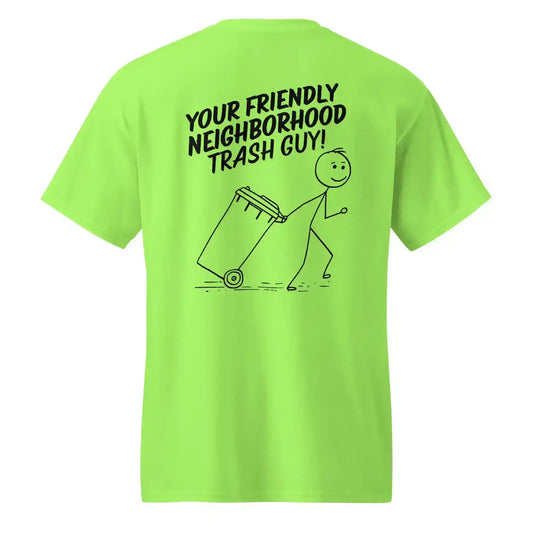 Waste Transfer Technician Tee – Funny Trash Guy Safety Green Shirt (Front & Back Print) - Cady Creations