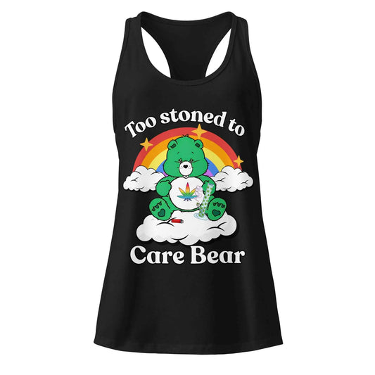 Too Stoned To Care Bear - Women's Racerback Tank