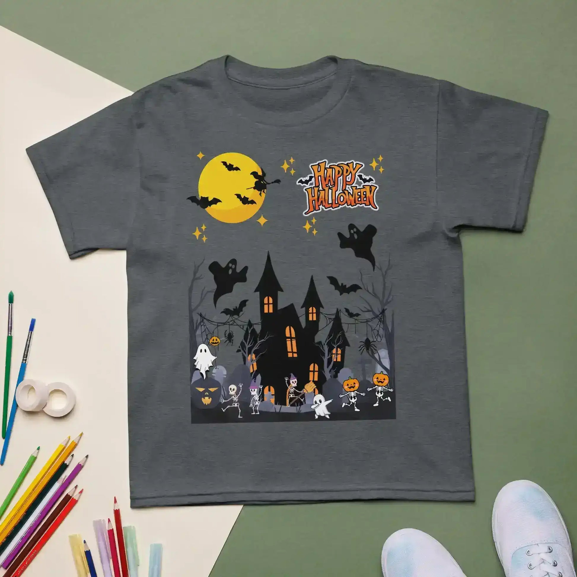 Halloween Haunted House Party Youth Tee - Spooky Season Collection - Cady Creations